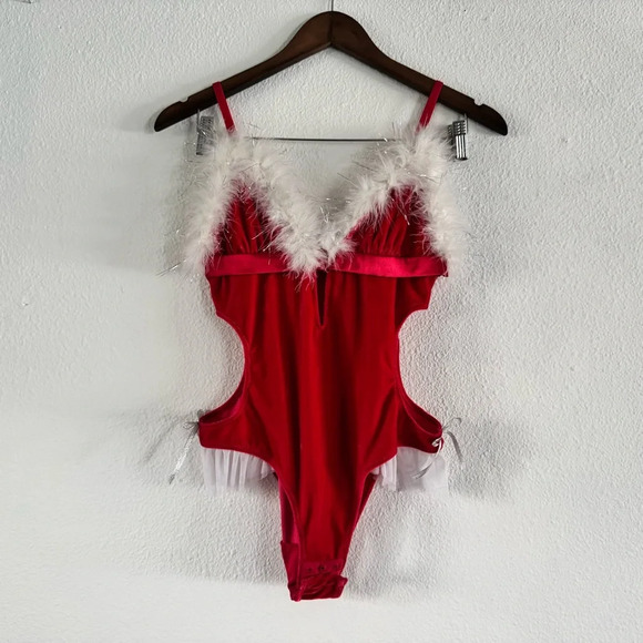 Boudoir Velvet Santa Teddy Bodysuit Christmas Intimate Lengerie Festive Small - Picture 13 of 13